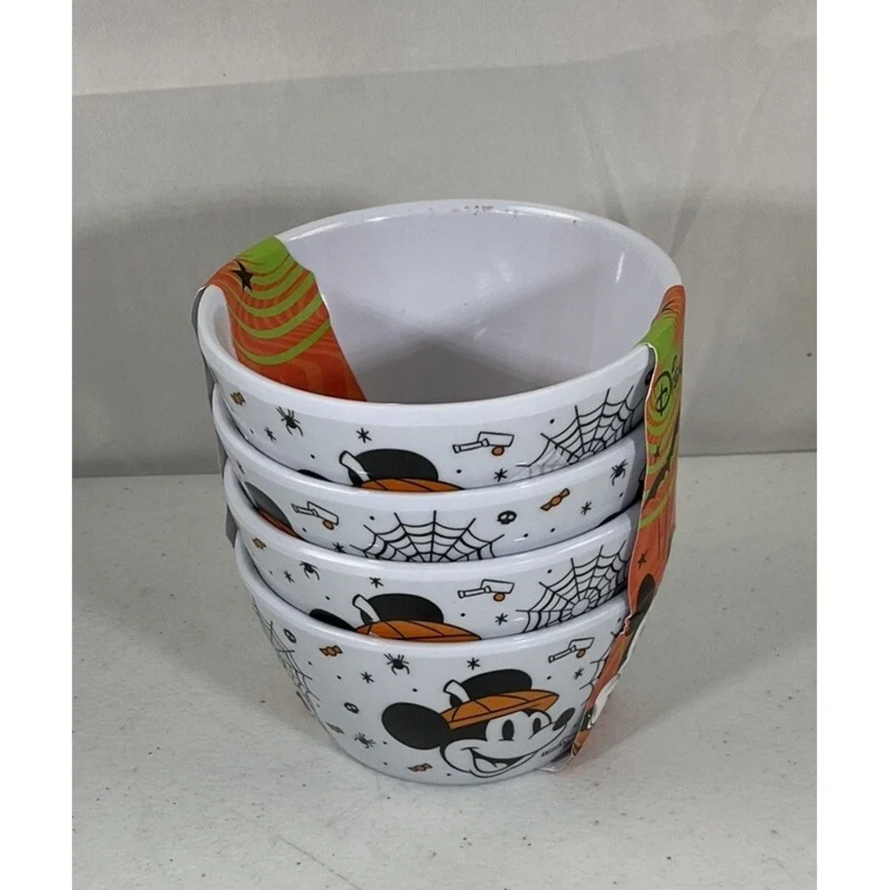 Disney Halloween Mickey Spider Webs Set of 4 Tidbit Snack Melamine Bowls